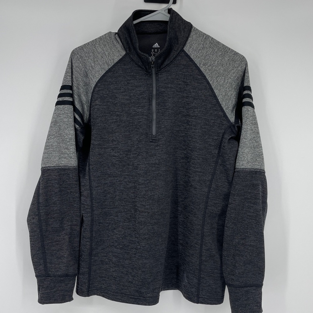 Adidas Climawarm 1/4 Zip Gray Black Pullover Golf Sweatshirt